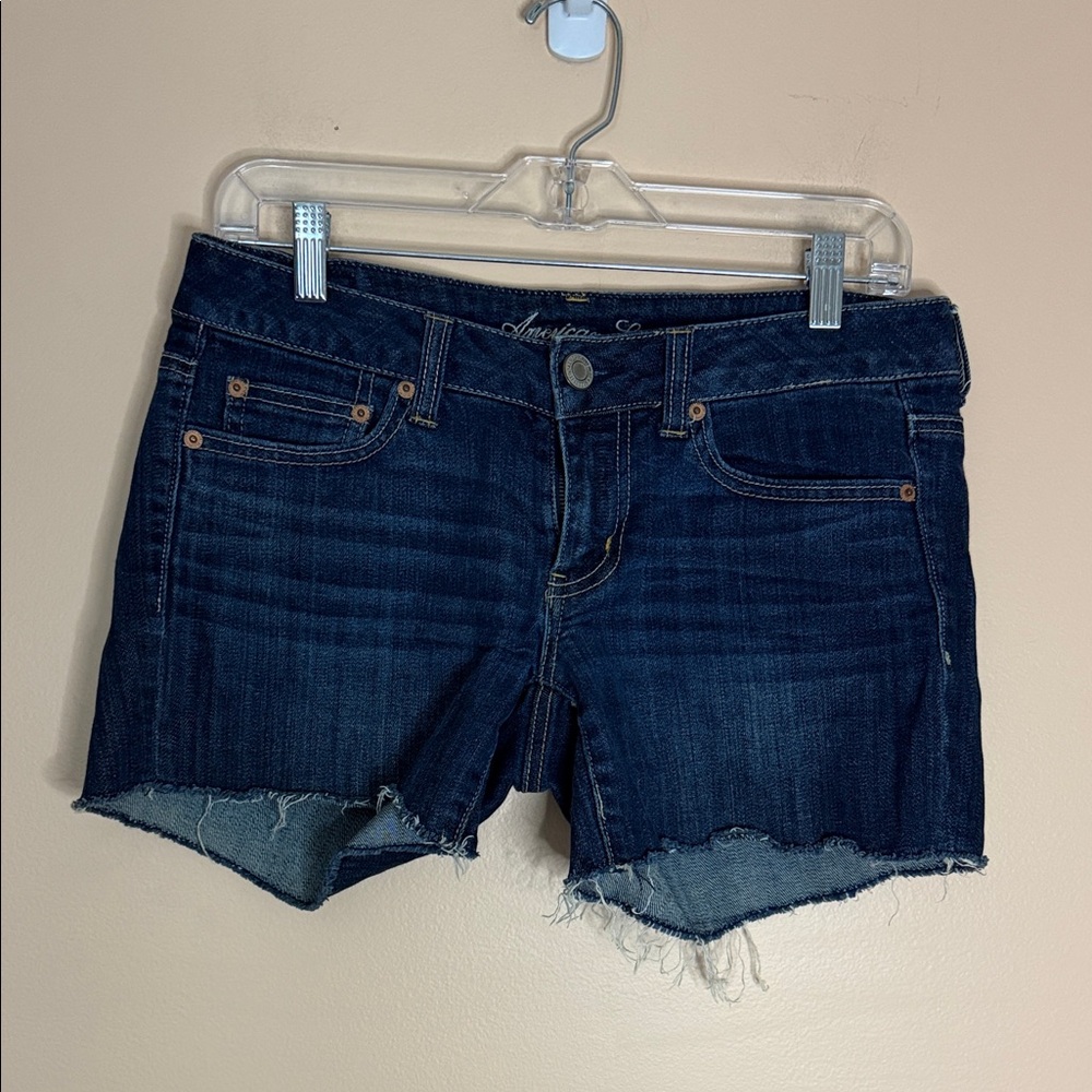 American Eagle Outfitters Indigo Frayed Hem Denim Shorts